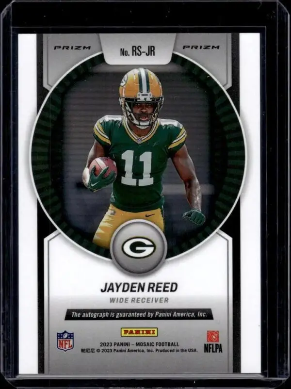 Jayden Reed 2023 Panini Mosaic Rookie Scripts Auto Green Bay Packers RS-JR - Image 2