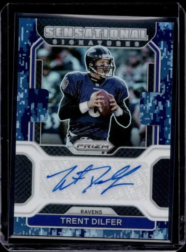 Trent Dilfer 2021 Panini Prizm Navy Camo Auto /15 Baltimore Ravens SS-TD