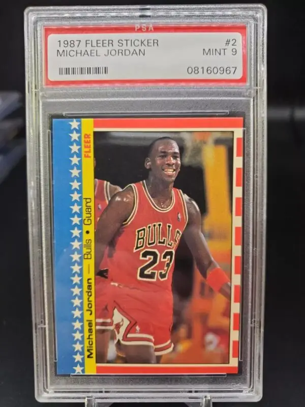 Michael Jordan 1987 Fleer Sticker Chicago Bulls 2 PSA 9