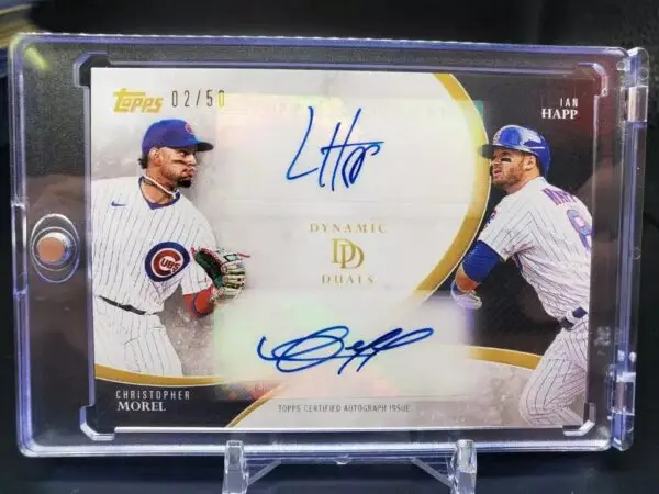 Christopher Morel Ian Happ 2023 Topps Dynamic Duals Auto /50 Chicago Cubs 13A