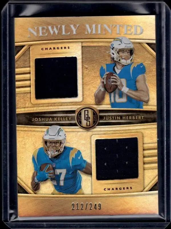 Joshua Kelley Justin Herbert 2020 Gold Standard Relic /249 Los Angeles Chargers