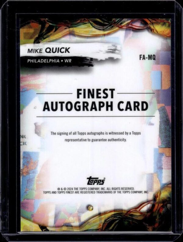 Mike Quick 2024 Finest Gold Geometric Auto /50 Philadelphia Eagles FA-MQ - Image 2