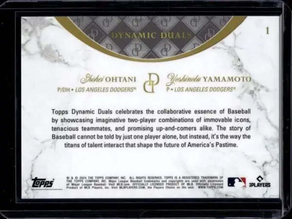 Shohei Ohtani Yoshinobu Yamamoto 2024 Topps Dynamic Duals Los Angeles Dodgers 1 - Image 2