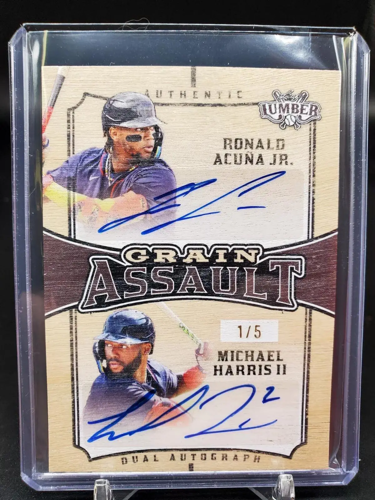 Ronald Acuna Jr 2024 Leaf Lumber Michael Harris II Grain Assault Auto /5 Atlanta Braves GA2-6