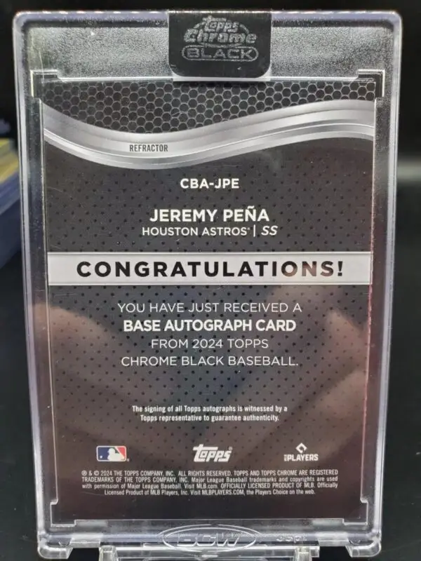 Jeremy Pena 2024 Topps Chrome Black Refractor Auto /150 Houston Astros CBA-JPE - Image 2