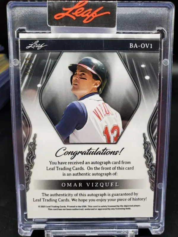 Omar Vizquel 2025 Leaf Sport Heroes Auto /35 Cleveland Indians BA-OV1 - Image 2