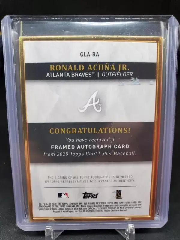 Ronald Acuna Jr 2020 Topps Gold Label Auto /75 Atlanta Braves GLA-RA - Image 2