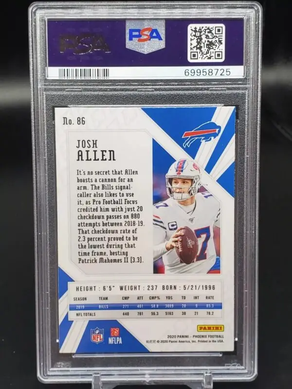 Josh Allen 2020 Panini Phoenix Fire Burst Prizm Buffalo Bills 86 PSA 10 - Image 2