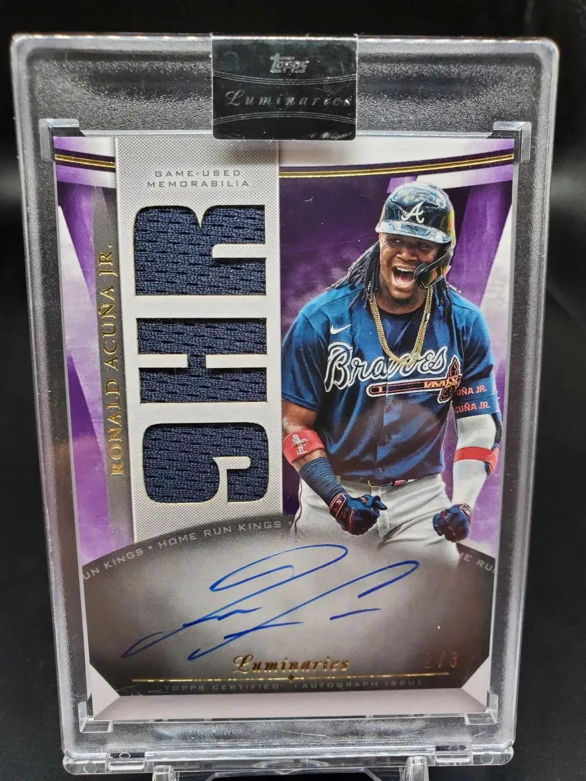 Ronald Acuna Jr 2021 Topps Luminaries Relic Auto /3 Atlanta Braves HRKAR-RA
