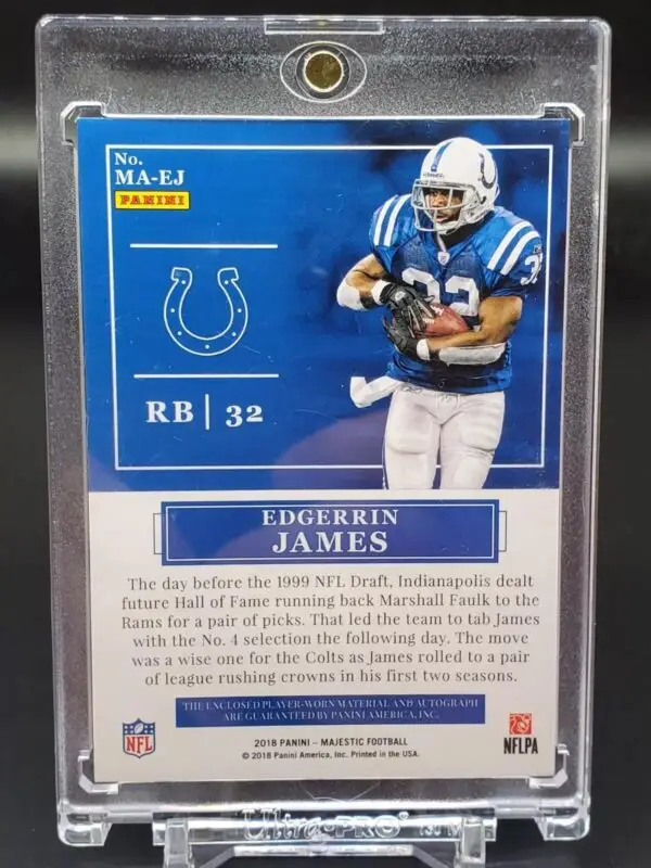 Edgerrin James 2018 Panini Majestic Relic Auto /15 Indianapolis Colts MA-EJ - Image 2