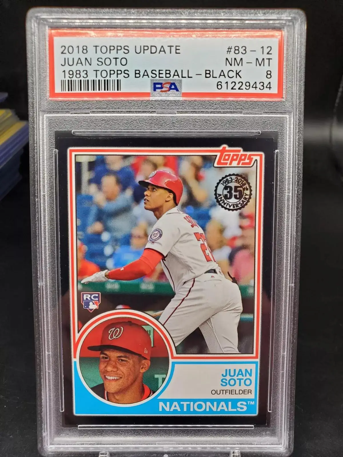 Juan Soto 2018 Topps Update 1983 Black RC /299 Washington Nationals 83-12 PSA 8