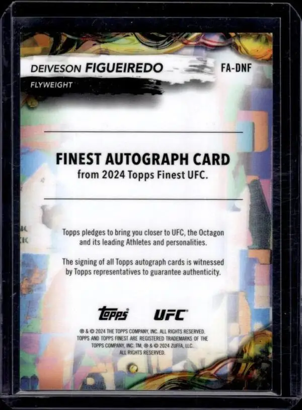 Deiveson Figueiredo 2024 Topps Finest UFC Gold Refractor Auto /50 FA-DNF - Image 2