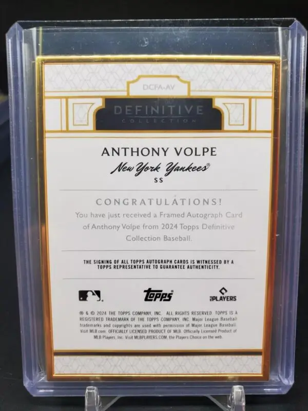 Anthony Volpe 2024 Topps Definitive Framed Auto /10 New York Yankees DCFA-AV - Image 2