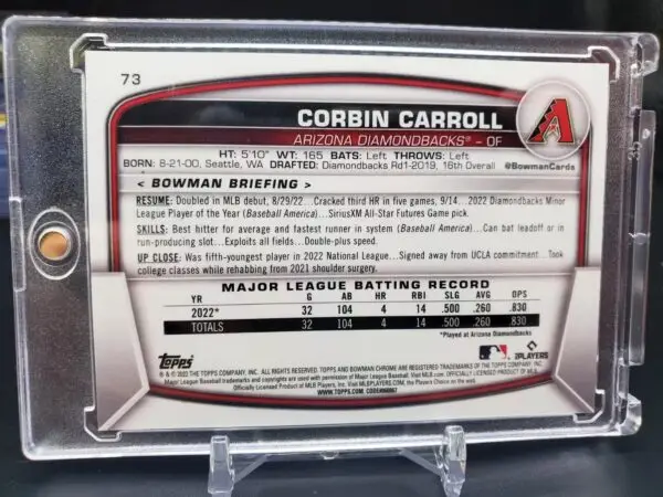 Corbin Carroll 2023 Bowman Mega Green Mojo Refractor /99 Arizona Diamondbacks 73 - Image 2