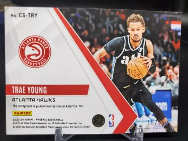 Trae Young 2023-24 Panini Phoenix Calligraphy Auto /35 Atlanta Hawks CG-TRY - Image 2