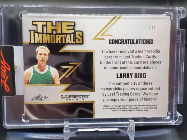 Larry Bird 2024 Leaf Ultimate Sports The Immortals 1/8 Relic Boston Celtics I-11 - Image 2