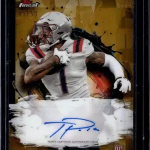 Ja’Lynn Polk 2024 Finest Gold Auto /50 Rookie New England Patriots RFA-JP