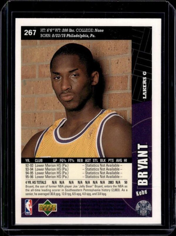 Kobe Bryant 1996-97 Collector's Choice Rookie Los Angeles Lakers 267 - Image 2