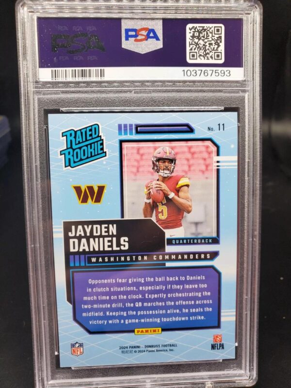 Jayden Daniels 2024 Donruss Retro Rated Rookie Washington Commanders 11 PSA 10 - Image 2