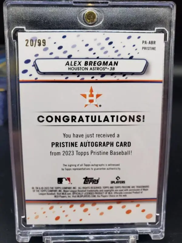 Alex Bregman 2023 Topps Pristine Auto /99 Houston Astros PA-ABR - Image 2