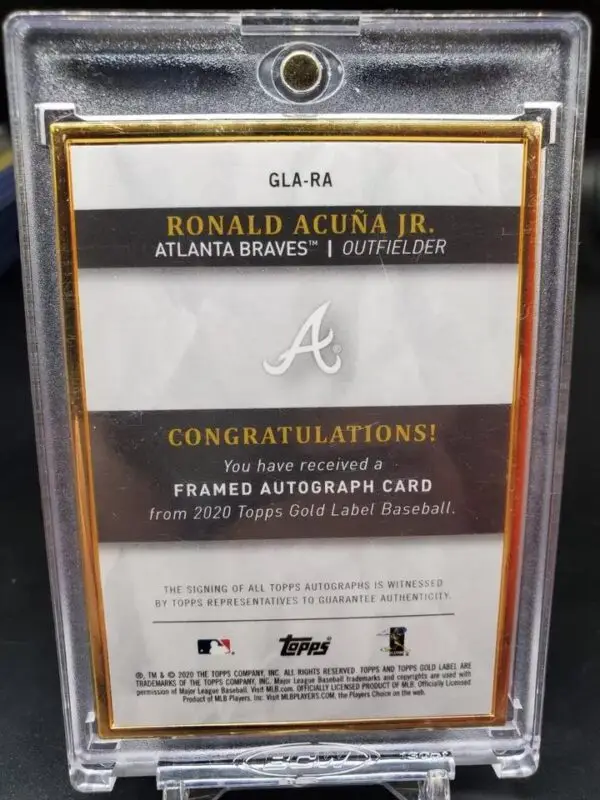 Ronald Acuna Jr 2020 Topps Gold Label Auto /75 Atlanta Braves GLA-RA - Image 2