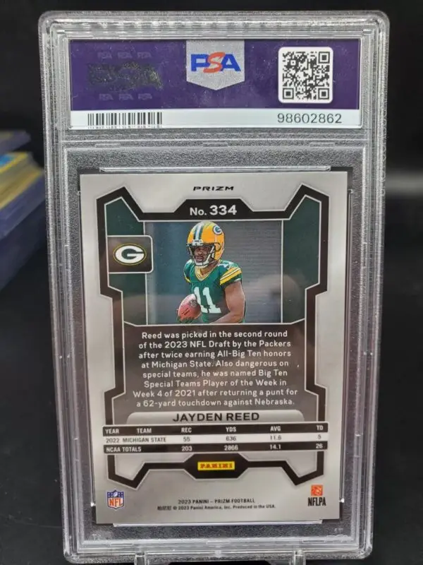 Jayden Reed 2023 Panini Prizm Disco Rookie RC Green Bay Packers 334 PSA 10 - Image 2