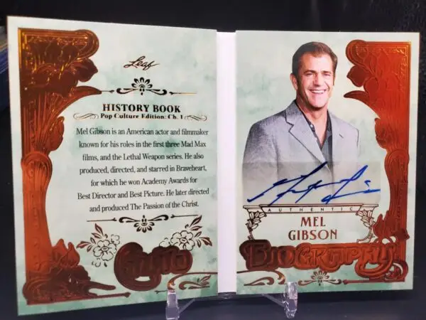 Mel Gibson 2024 Leaf History Book Auto Biography /15 A-MG1