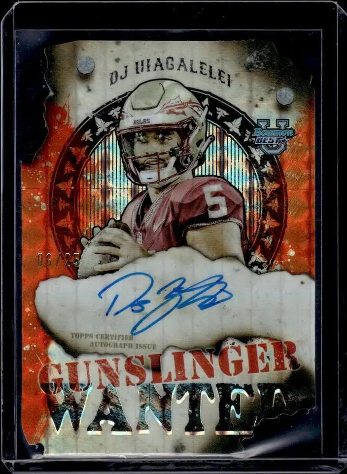 DJ Uiagalelei 2024 Bowman U Best Gunslinger Orange Geometric Auto /25 Florida State Seminoles