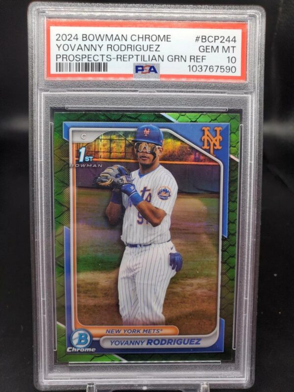 Yovanny Rodriguez 2024 Bowman Chrome 1st Green Reptilian /99 New York Mets BCP-244 PSA 10