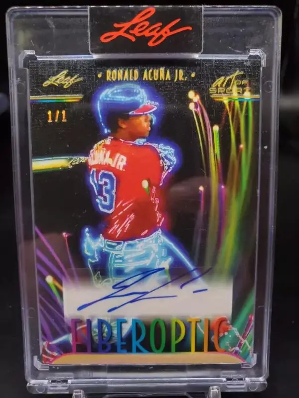 Ronald Acuna Jr 2023 Leaf Art of Sport Fiberoptic 1/1 Auto Atlanta Braves F-RAJ
