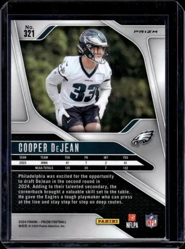 Cooper DeJean 2024 Panini Prizm Neon Green Pulsar Rookie Philadelphia Eagles 321 - Image 2