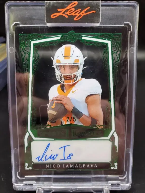 Nico Iamaleava 2025 Leaf Sport Heroes Green Auto /5 Tennessee Volunteers BA-NI1