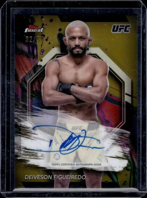 Deiveson Figueiredo 2024 Topps Finest UFC Gold Refractor Auto /50 FA-DNF