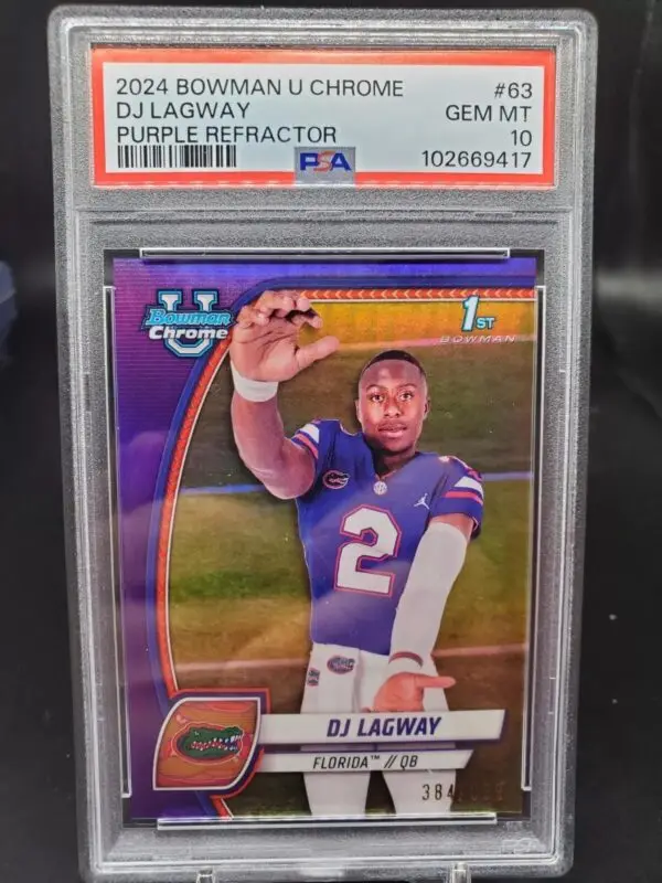 DJ Lagway 2024 Bowman U Chrome 1st Purple Refractor /399 Florida Gators 63 PSA 10