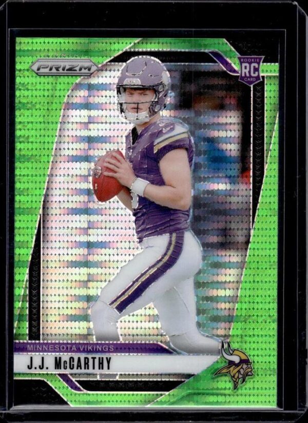 J.J. McCarthy 2024 Panini PrizmNeon Green Pulsar Rookie Minnesota Vikings 400