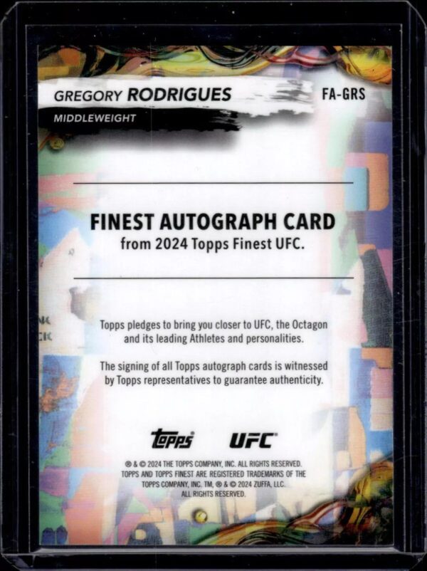 Gregory Rodrigues 2024 Topps Finest Blue Checkerboard Auto /75 FA-GRS - Image 2