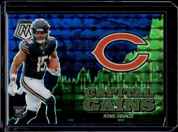 Rome Odunze 2024 Panini Mosaic Capital Gains Mosaic Blue /99 RC Chicago Bears 16