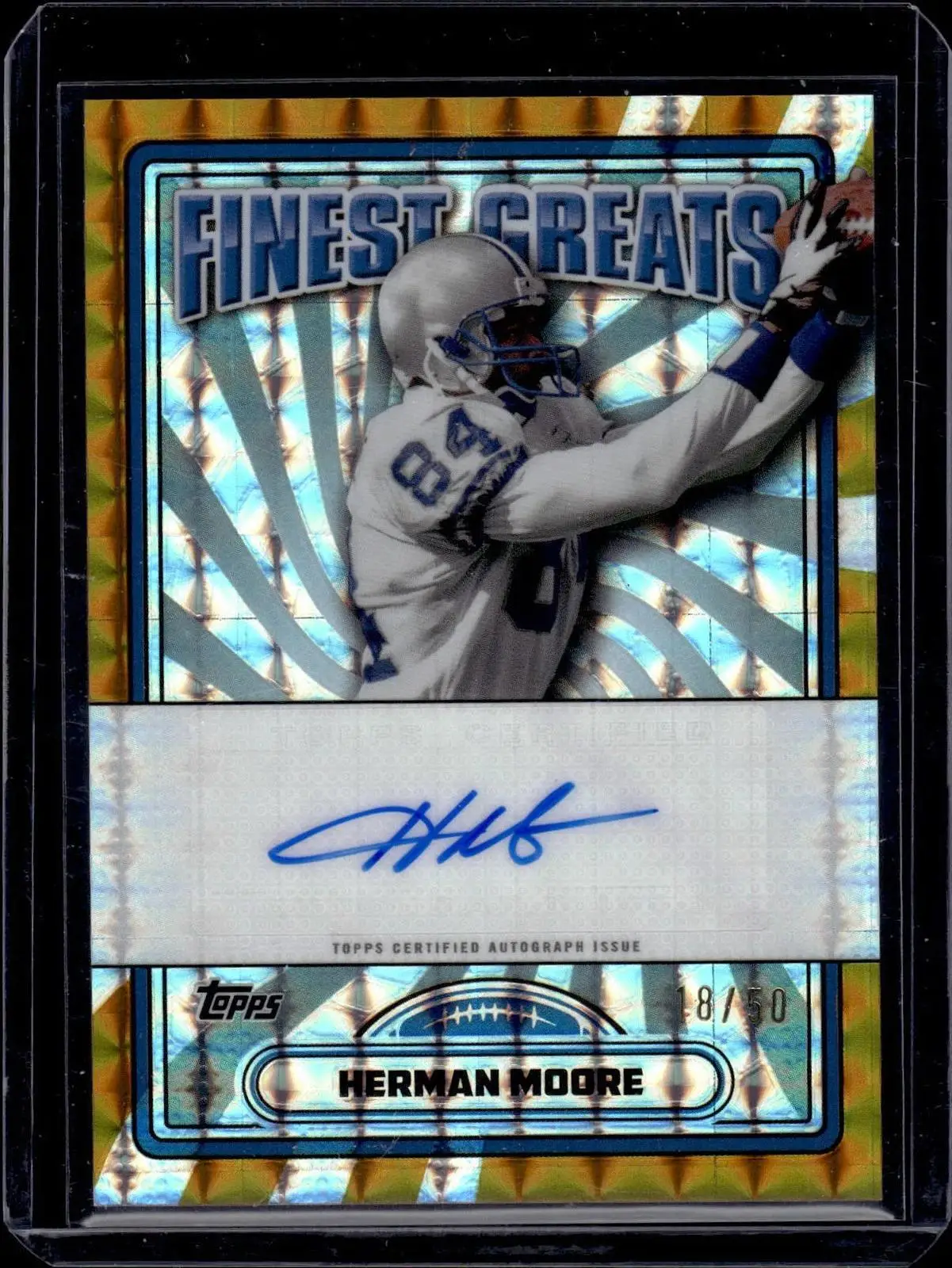 Herman Moore 2024 Topps Finest Greats Gold Geometric Auto /50 Detroit Lions FG-HM