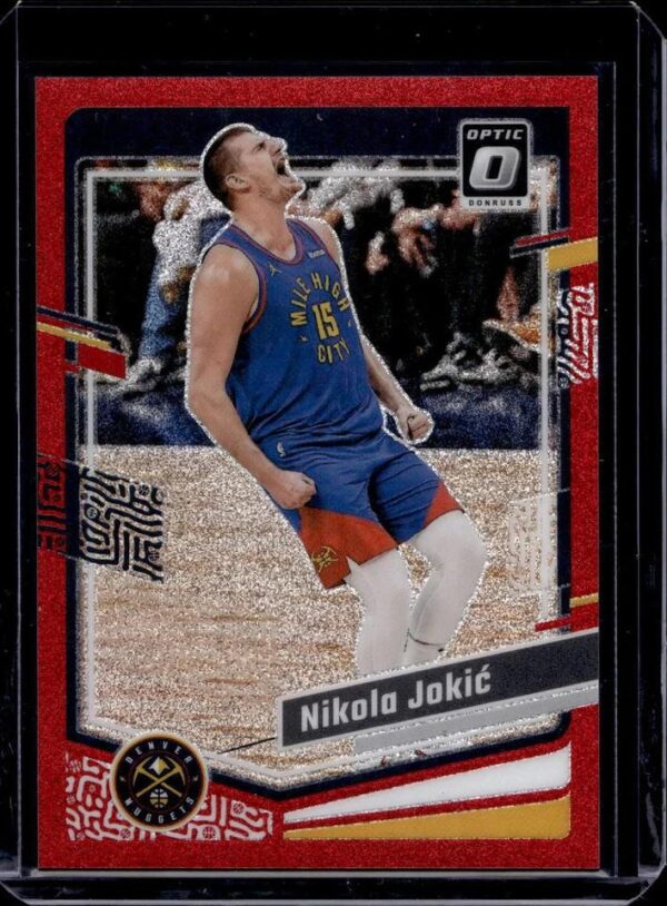 Nikola Jokic 2023-24 Donruss Optic Red Glitter /75 Denver Nuggets 19