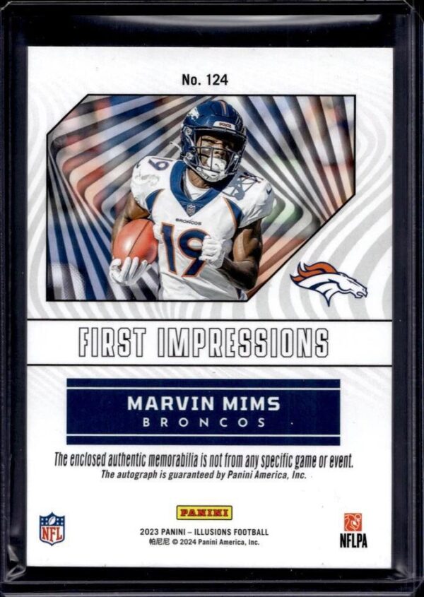 Marvin Mims 2023 Panini Illusions First Impressions Auto /399 Denver Broncos 124 - Image 2