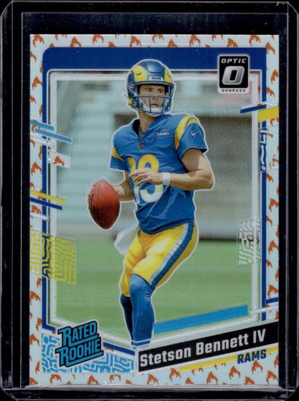 Stetson Bennett 2023 Donruss Optic Fire Emoji RC Los Angeles Rams 267