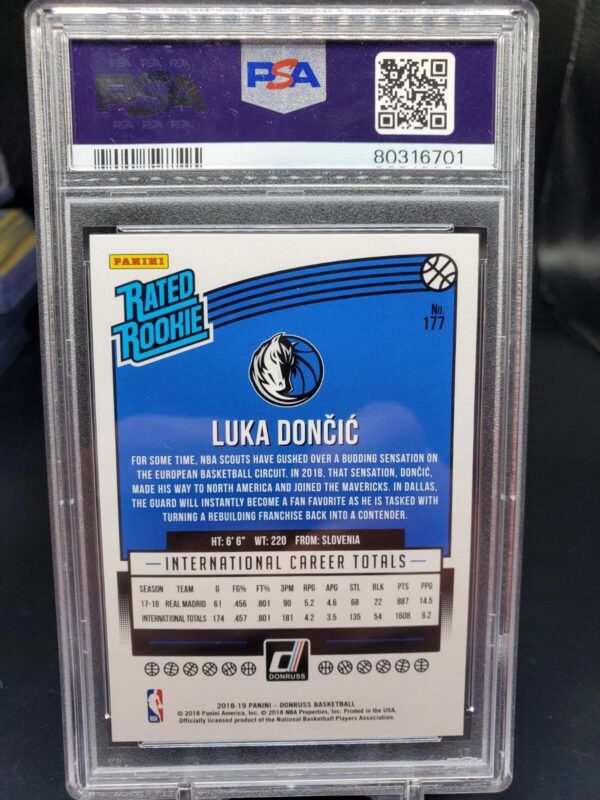 Luka Doncic 2018-19 Donruss Rated Rookie Dallas Mavericks 177 PSA 10 - Image 2