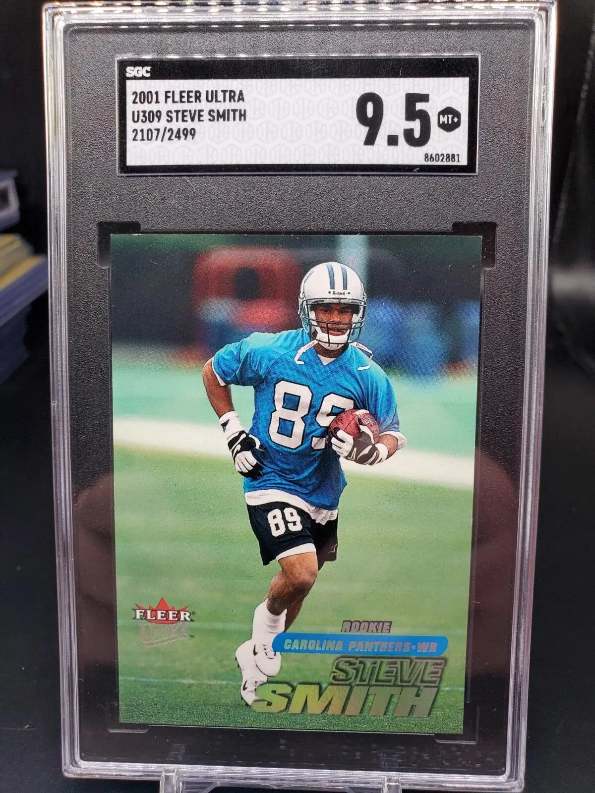 Steve Smith 2001 Fleer Ultra Rookie /2499 RC Carolina Panthers U309 SGC 9.5