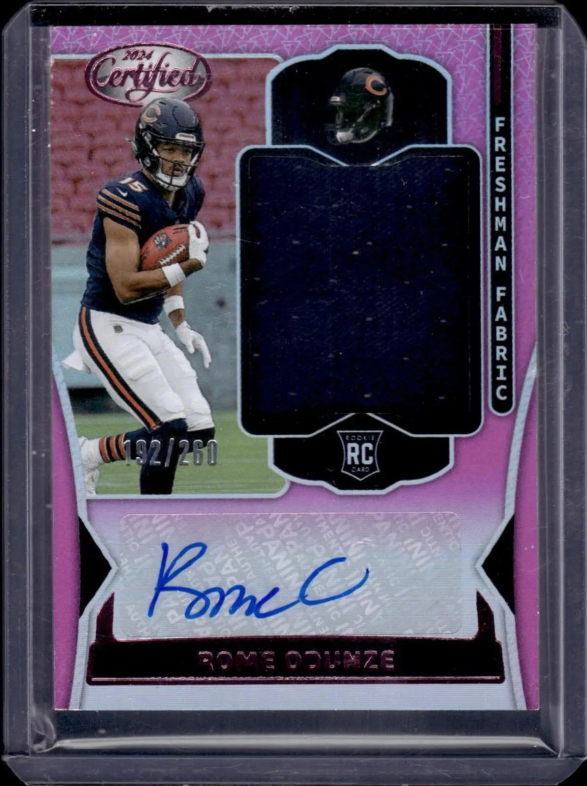 Rome Odunze 2024 Panini Certified RC Pink Auto /260 Chicago Bears FMS-ROE