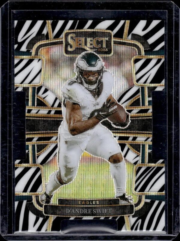 D'Andre Swift 2023 Panini Select Zebra Prizm Die Cut Philadelphia Eagles 81