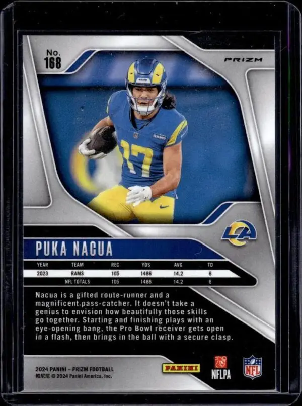 Puka Nacua 2024 Panini Prizm Black and White Checker Los Angeles Rams 168 - Image 2