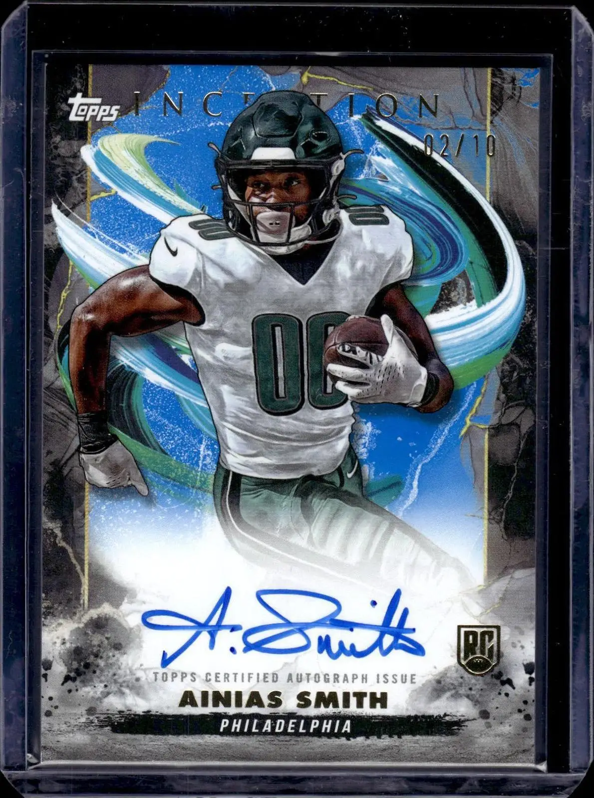 Ainias Smith 2024 Topps Inception RC Auto Blue /10 Philadelphia Eagles RA-AS