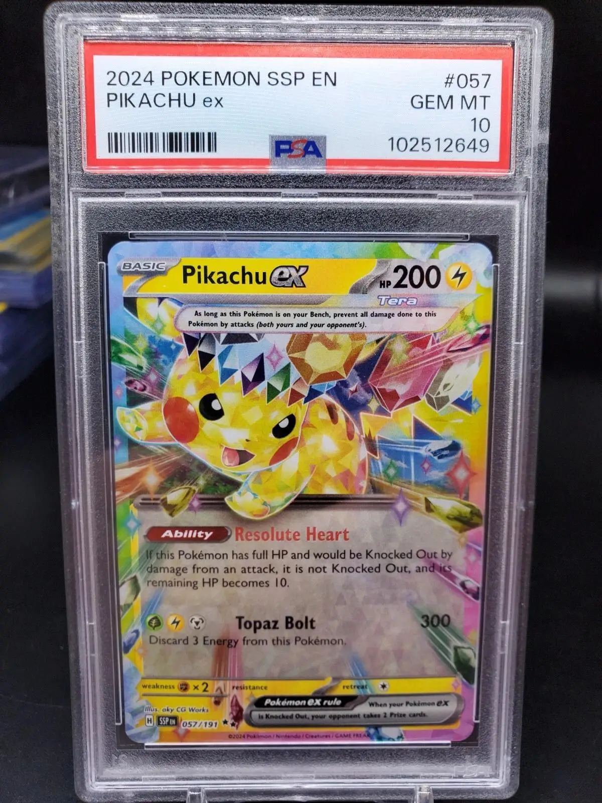 Pikachu ex Pokemon Surging Sparks 057/191 PSA 10