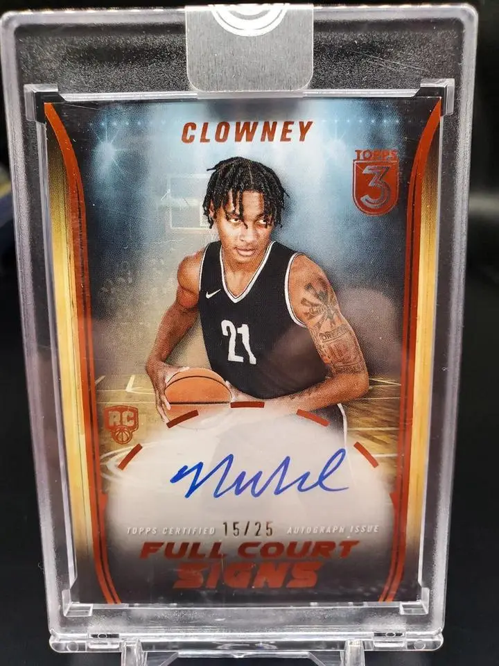 Noah Clowney 2023-24 Topps 3 Full Court Signs Auto /25 RC Brooklyn Nets FCS-NC