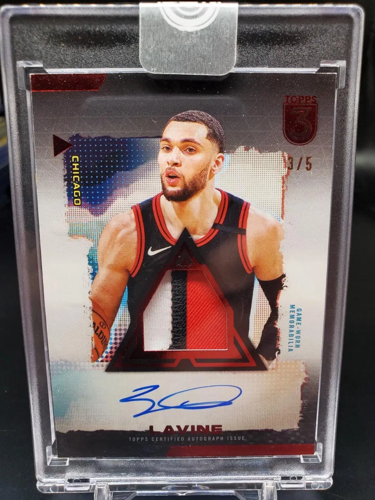 Zach Lavine 2023-24 Topps 3 Red Relic Auto /5 Chicago Bulls RP-ZL